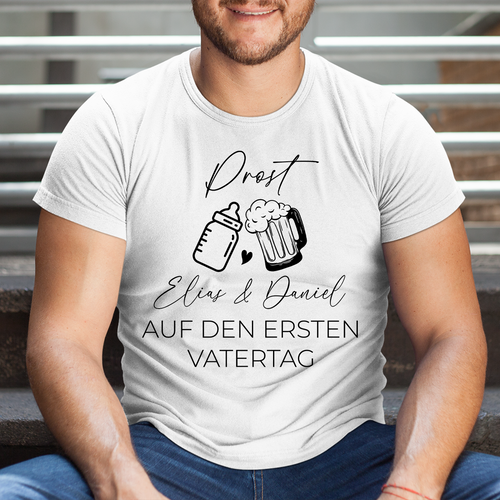 Personalisiertes Geschenk für Papa zum ersten Vatertag Baumwolle Herren T-Shirt