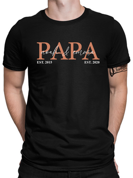 Personalisiertes Geschenk für Papa mit Kindernamen Baumwolle Herren T-Shirt