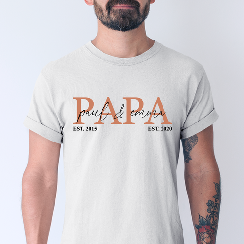 Personalisiertes Geschenk für Papa mit Kindernamen Baumwolle Herren T-Shirt
