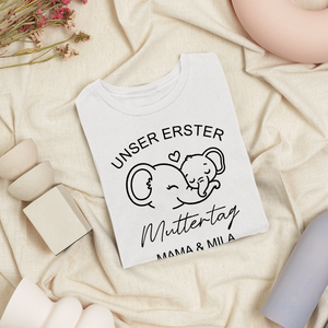 Personalisierte Geschenkidee für Mama Muttertag Vegane Baumwolle Damen T-Shirt
