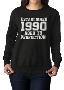 Damen Sweatshirt Established "Wunschjahr" Aged To Perfection