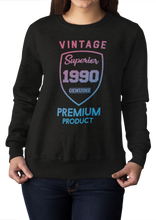 Laden Sie das Bild in den Galerie-Viewer, Damen Sweatshirt Vintage Superior &quot;Wunschjahr&quot; Genuine Premium Product