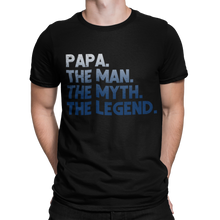 Laden Sie das Bild in den Galerie-Viewer, Papa Mann Mythos Legende Blau Herren T-Shirt